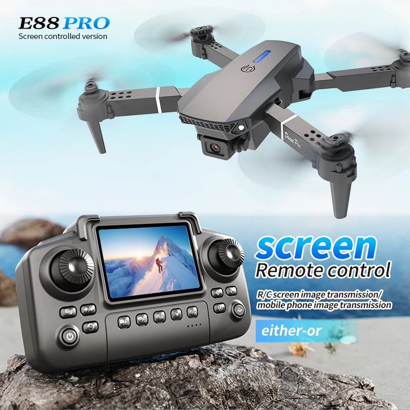 Rc Helicopter Electric - Drone Profesional E88 PRO dengan Layar